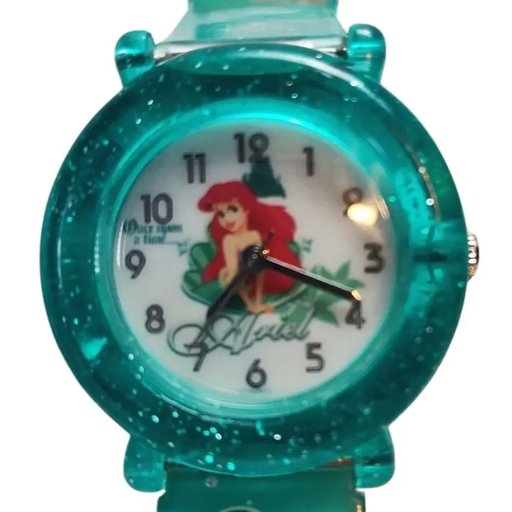 Disney Ariel Glitter Watch Teal Plastic Strap